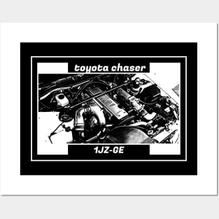 TOYOTA CHASER JZX100 ENGINE (Black Version) Posters and Art